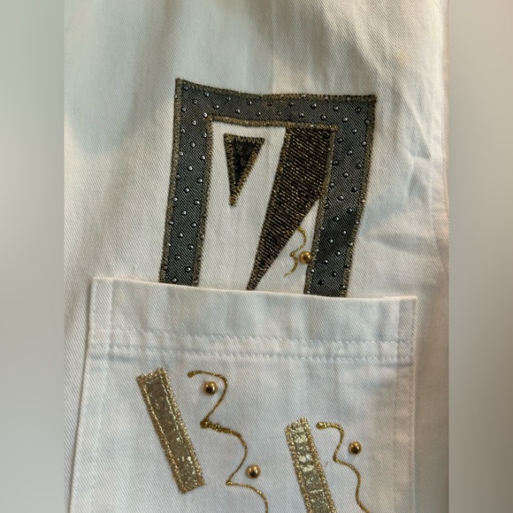 Vintage 80s White Denim Artistic Shirt - Picture 5 of 14